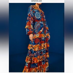 Farm Rio Mixed Pineapple Flowers Maxi Dress NWT